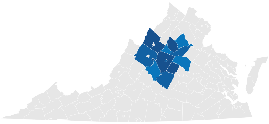 service area map of Virginia